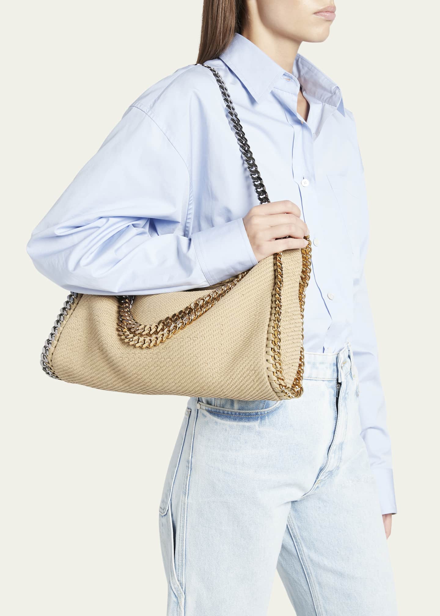 Stella McCartney Woven Vegan Suede Chain Tote Bag Bergdorf Goodman