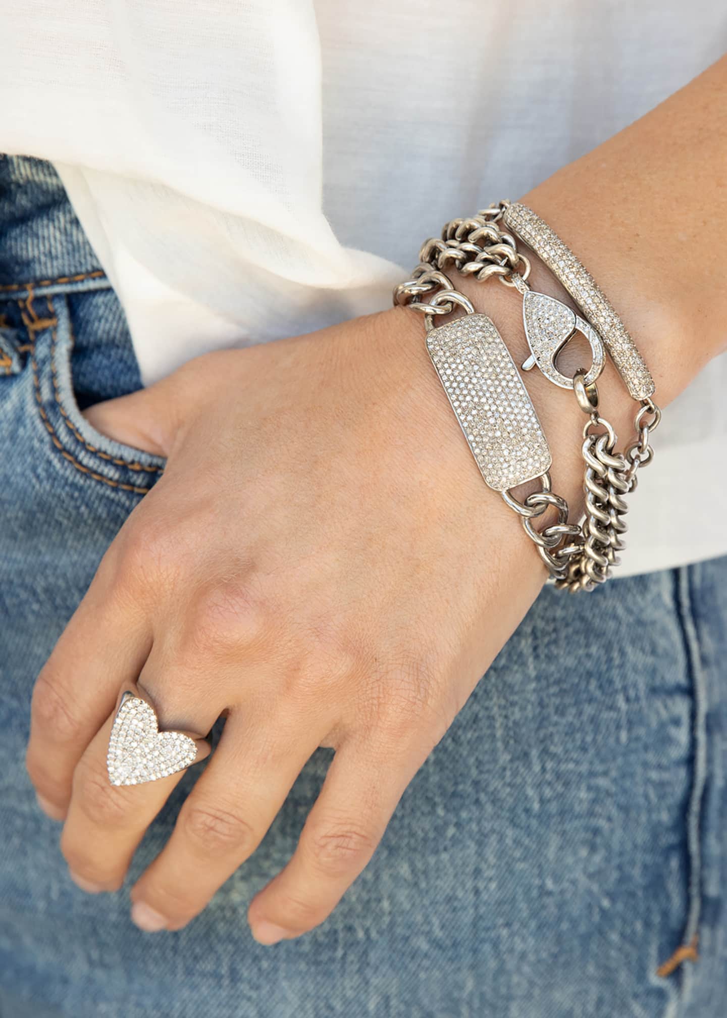 Sheryl Lowe Pave Diamond Heart Ring Sterling Silver