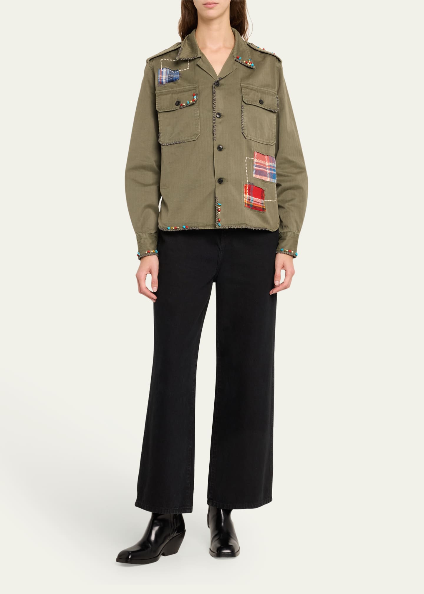 FORTELA Bonnie Patchwork Beaded Military Shirt - Bergdorf Goodman