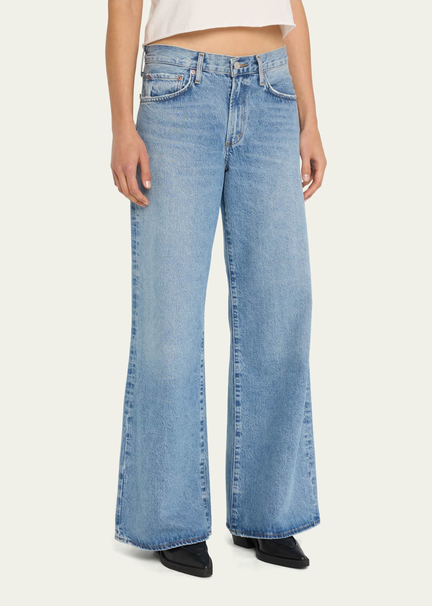 AGOLDE Clara Low-Rise Wide-Leg Jeans - Bergdorf Goodman