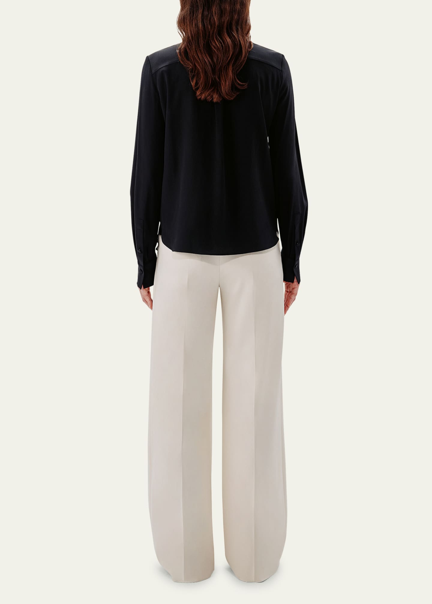 Another Tomorrow Scarf-Neck Button Up Silk Blouse Image 3 of 5