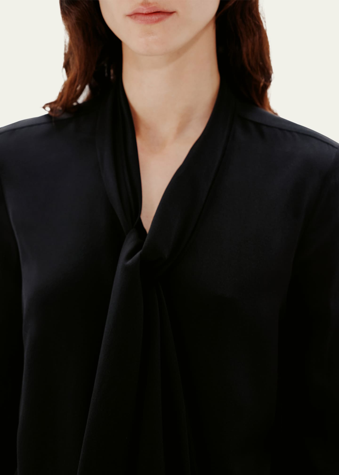Another Tomorrow Scarf-Neck Button Up Silk Blouse Image 5 of 5