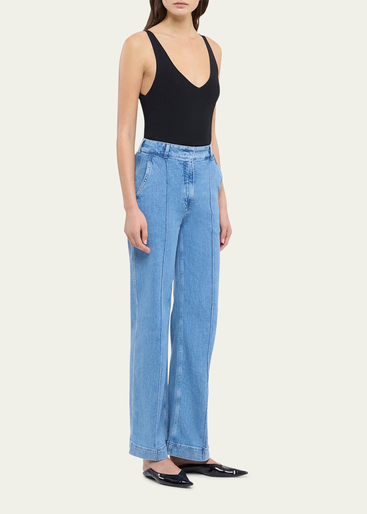 Another Tomorrow High-Waisted Wide Leg Denim Pants Image 2 of 5