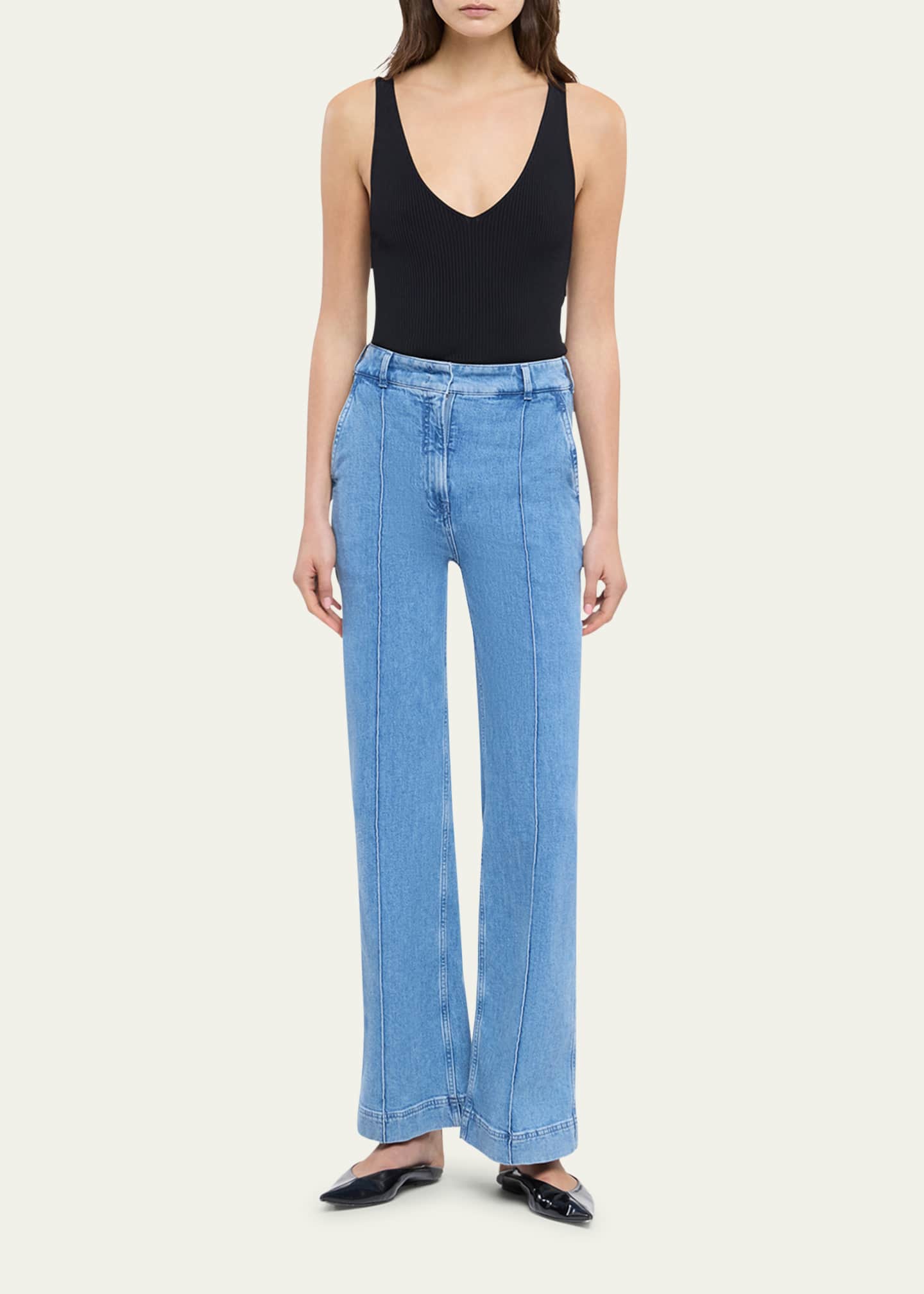 Another Tomorrow High-Waisted Wide Leg Denim Pants Image 4 of 5
