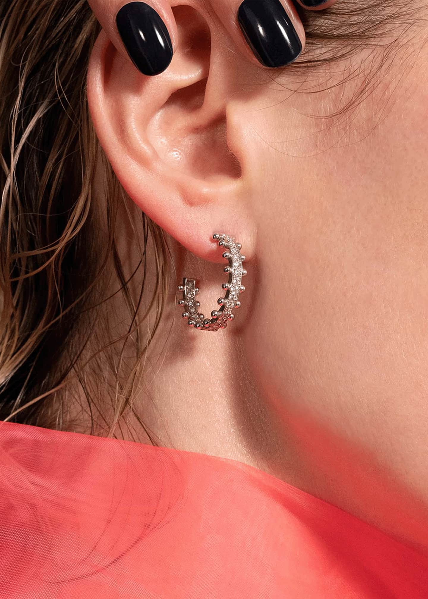 Oscar Massin Beaded 18K Recycled Gold and Lab Grown Diamond Medium Hoop Earrings Image 2 of 5