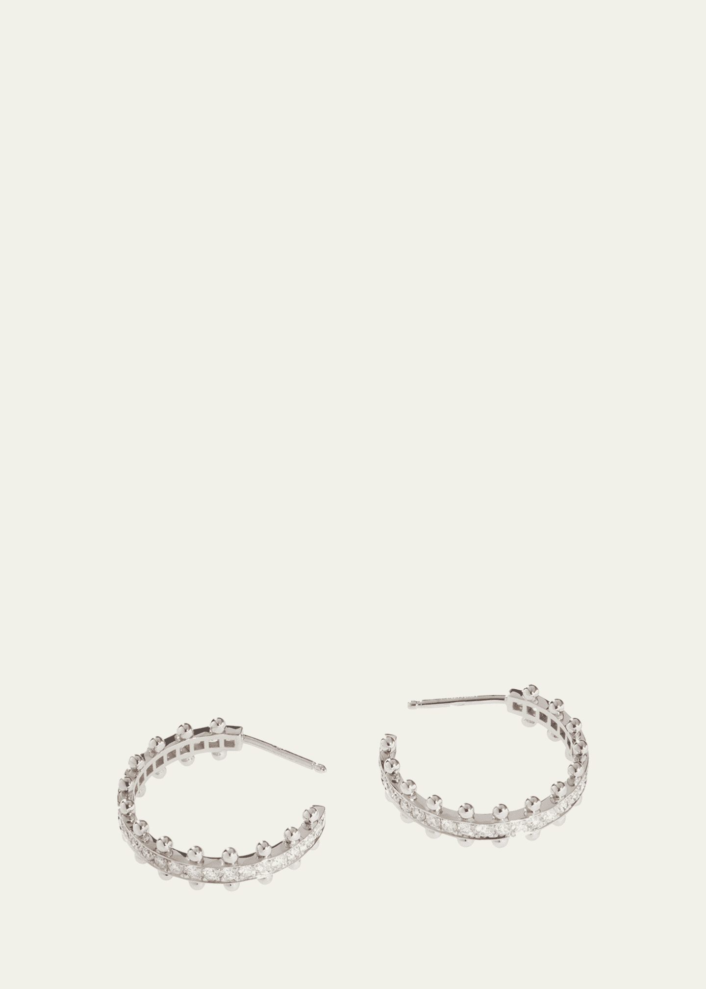 Oscar Massin Beaded 18K Recycled Gold and Lab Grown Diamond Medium Hoop Earrings Image 3 of 5