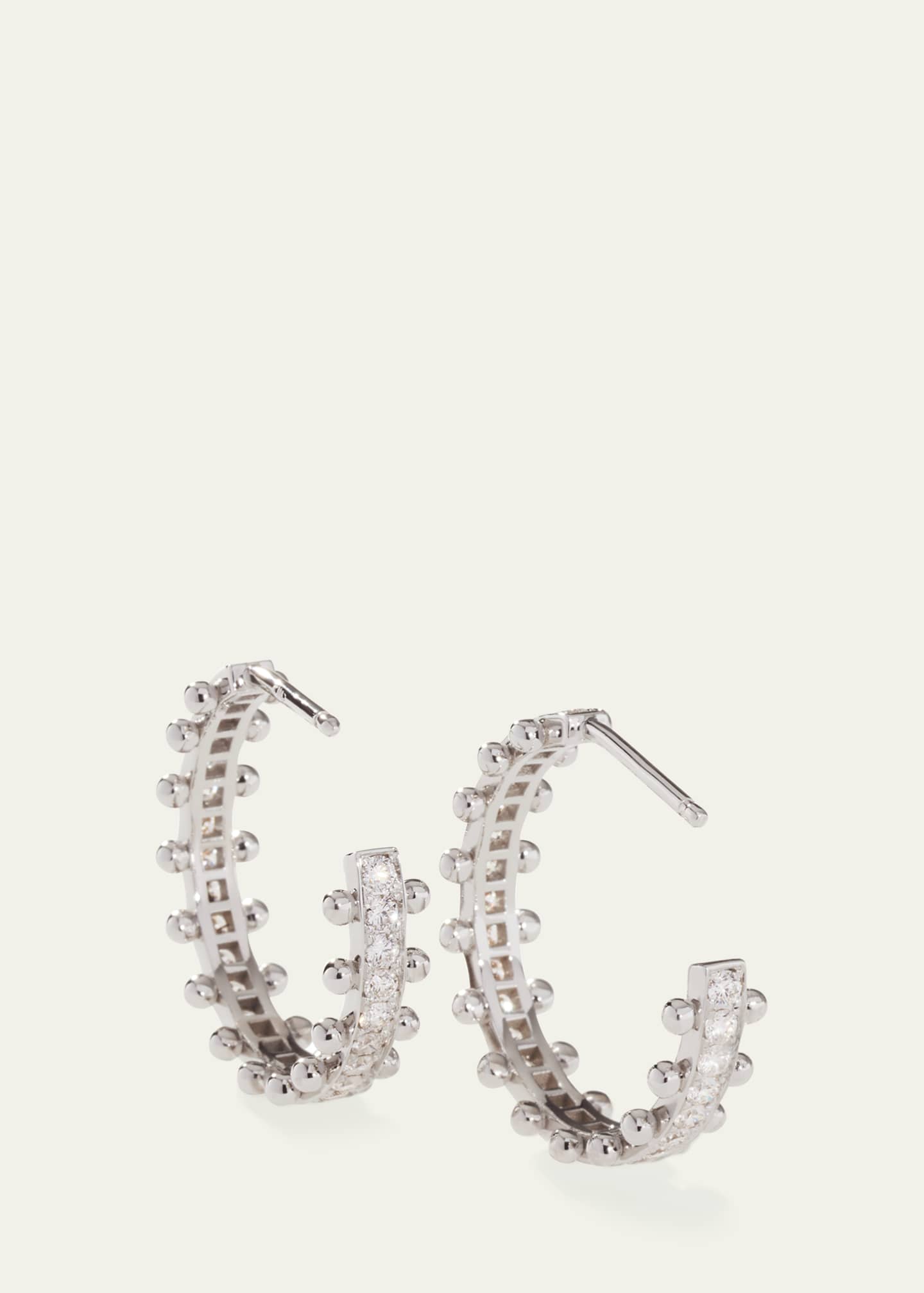 Oscar Massin Beaded 18K Recycled Gold and Lab Grown Diamond Medium Hoop Earrings Image 4 of 5