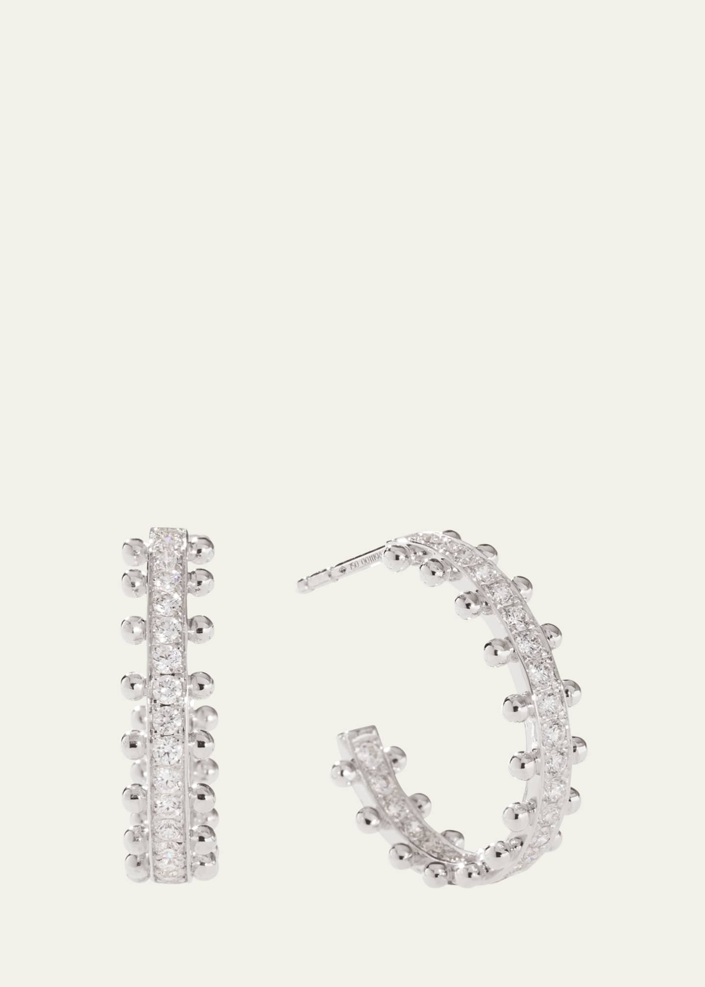 Oscar Massin Beaded 18K Recycled Gold and Lab Grown Diamond Medium Hoop Earrings Image 1 of 5