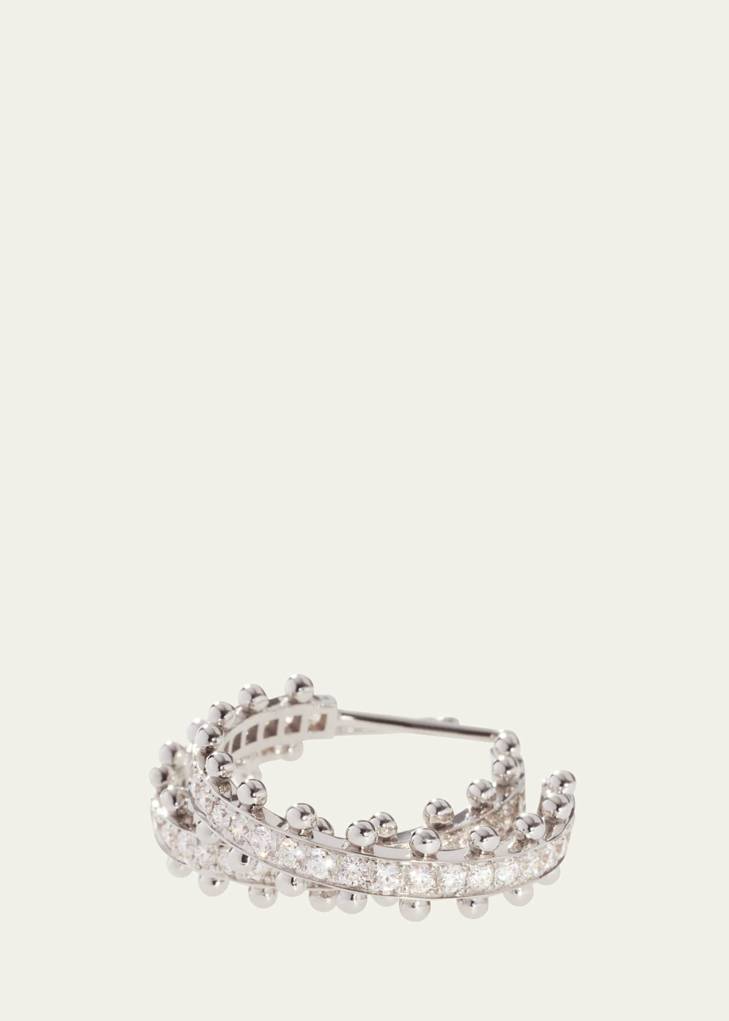 Oscar Massin Beaded 18K Recycled Gold and Lab Grown Diamond Medium Hoop Earrings Image 5 of 5