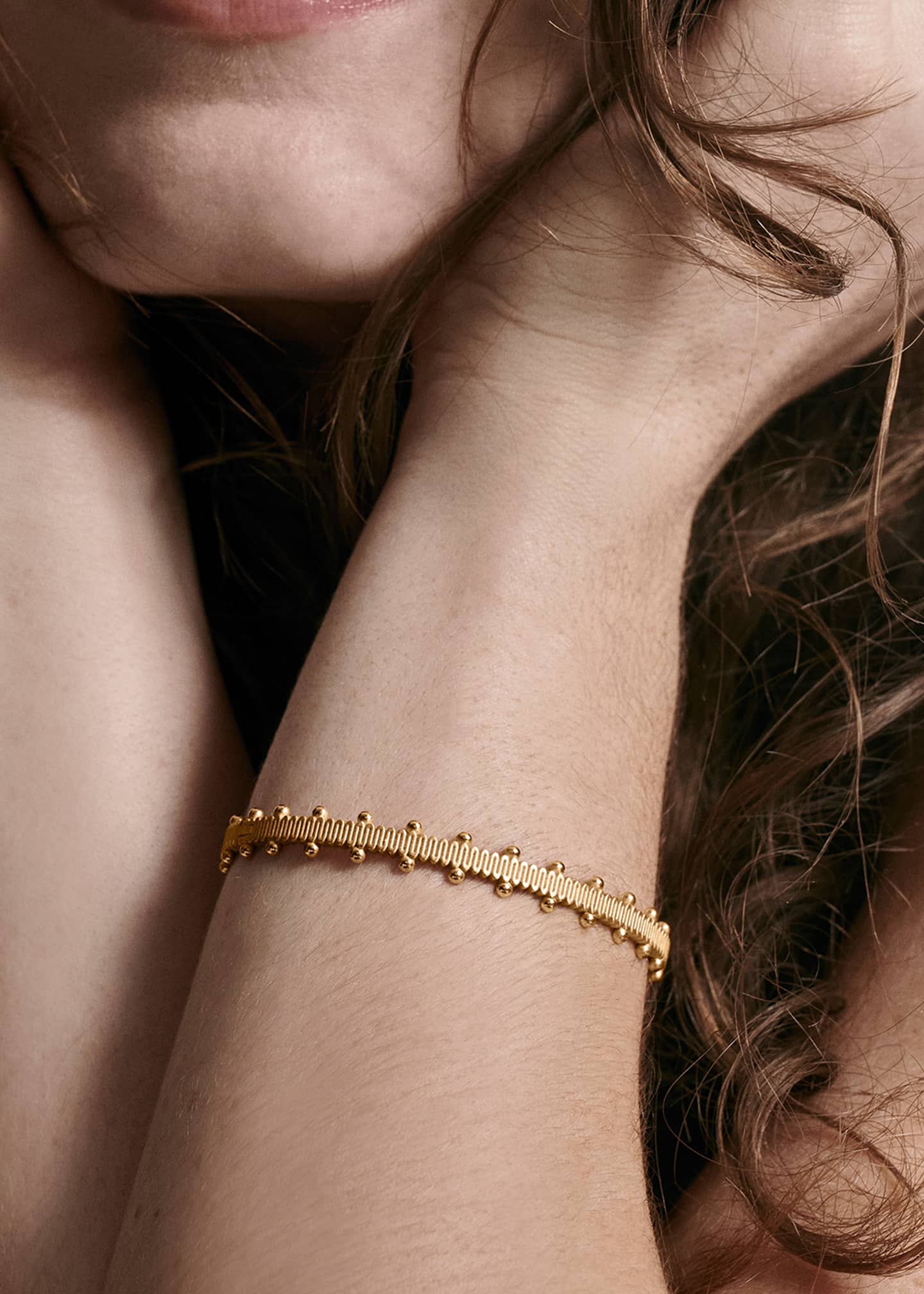 Oscar Massin Beaded 18K Recycled Yellow Gold Bangle with Lab-Grown Diamonds Image 2 of 4