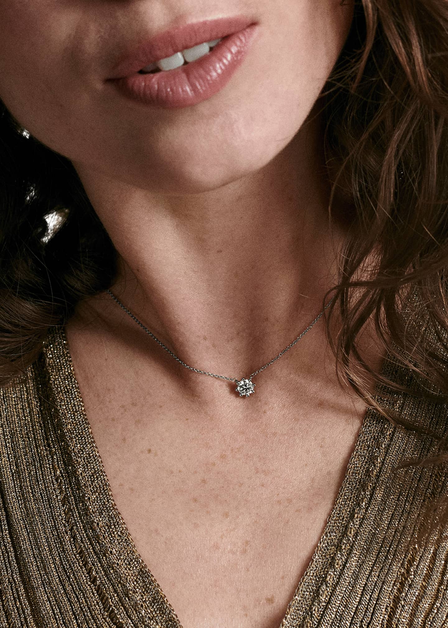 Oscar Massin Beaded 18K Recycled White Gold and Lab Grown Diamond Medium Pendant Necklace Image 2 of 4