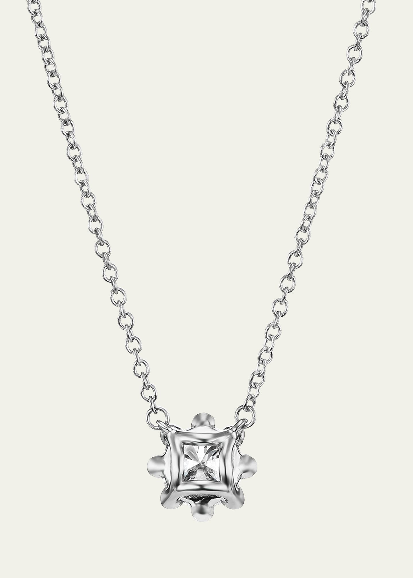 Oscar Massin Beaded 18K Recycled White Gold and Lab Grown Diamond Medium Pendant Necklace Image 3 of 4