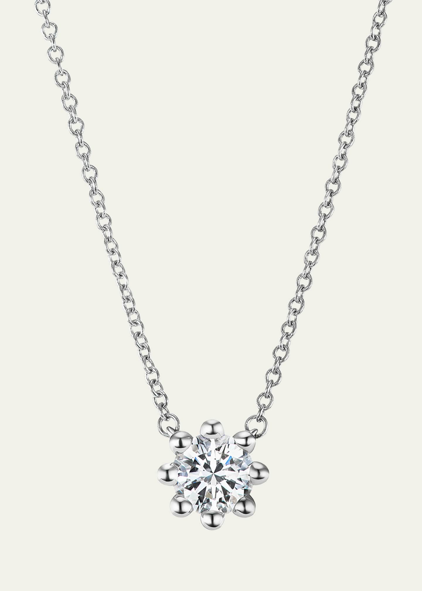 Oscar Massin Beaded 18K Recycled White Gold and Lab Grown Diamond Medium Pendant Necklace Image 1 of 4
