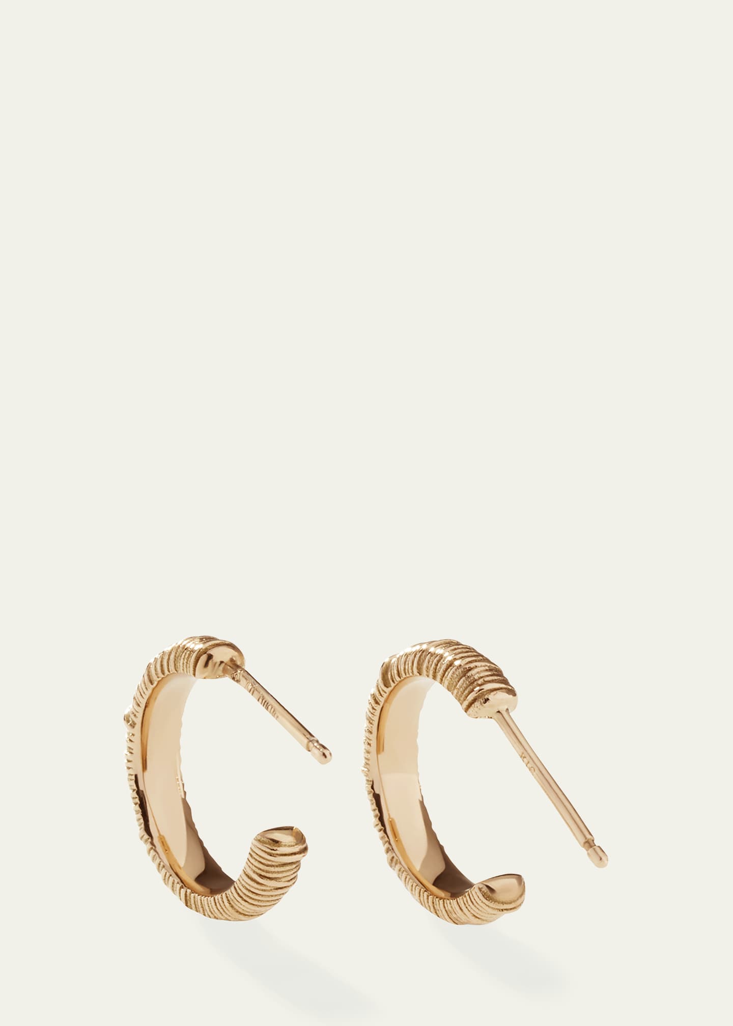 Oscar Massin Filigree 18K Recycled Yellow Gold Small Hoop Earrings Image 3 of 5