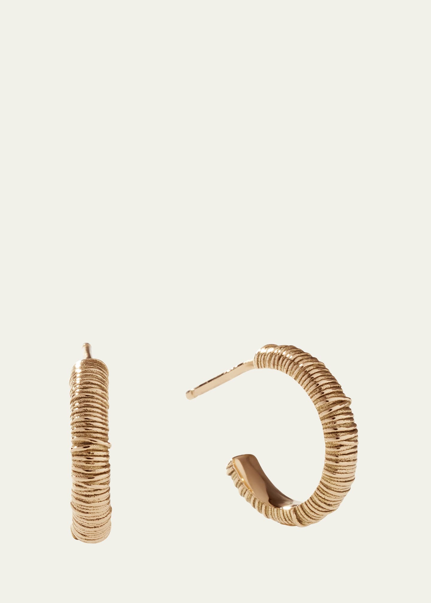 Oscar Massin Filigree 18K Recycled Yellow Gold Small Hoop Earrings Image 1 of 5