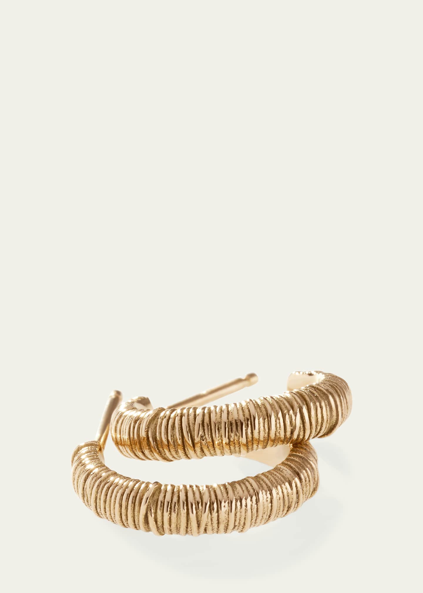 Oscar Massin Filigree 18K Recycled Yellow Gold Small Hoop Earrings Image 5 of 5