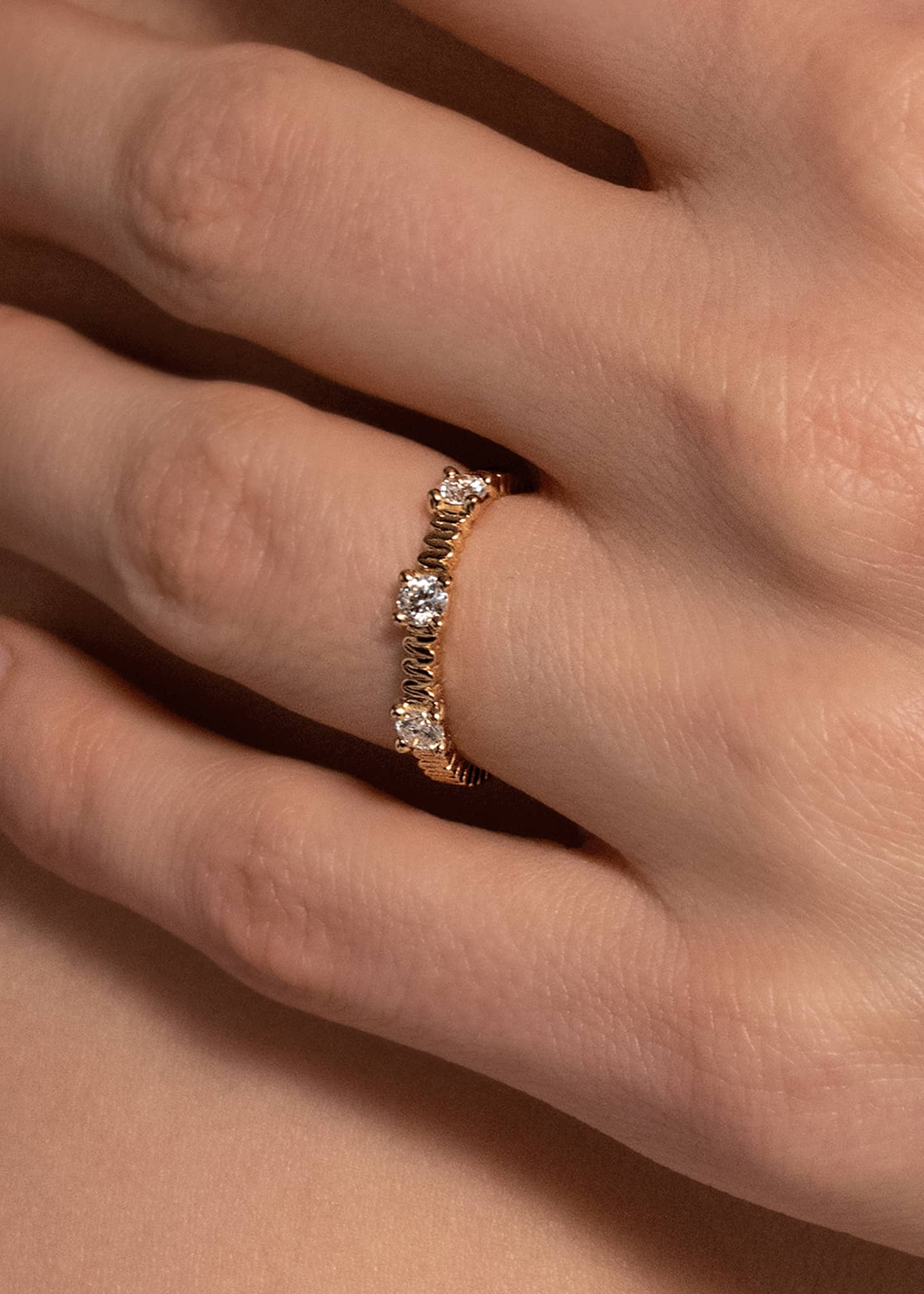 Oscar Massin Beaded 18K Recycled Yellow Gold and Lab Grown Diamond Ring Image 2 of 4