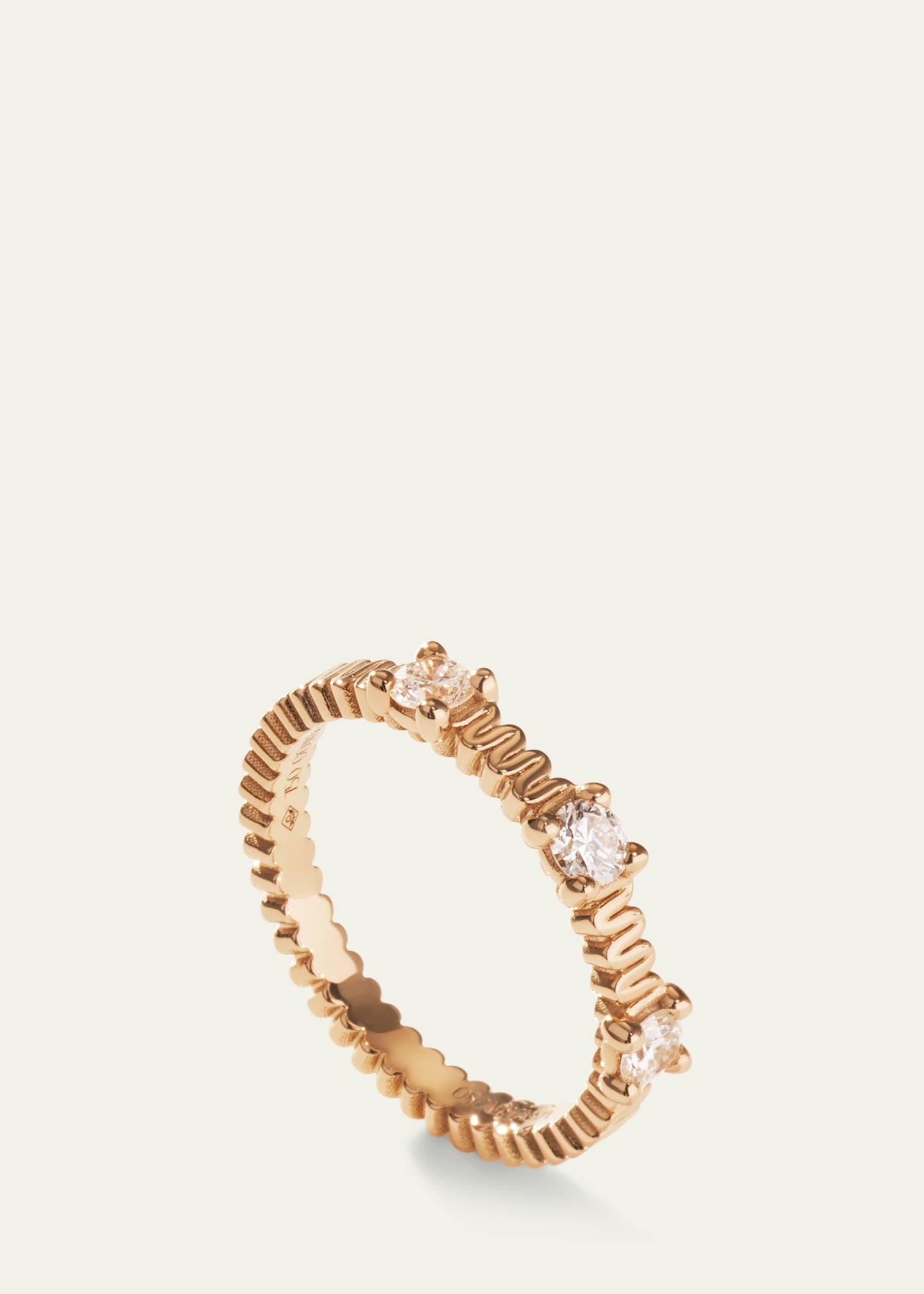 Oscar Massin Beaded 18K Recycled Yellow Gold and Lab Grown Diamond Ring Image 4 of 4