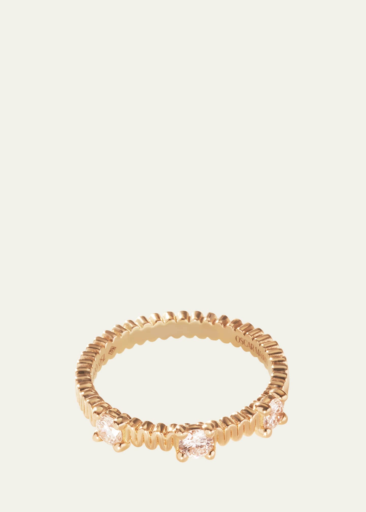 Oscar Massin Beaded 18K Recycled Yellow Gold and Lab Grown Diamond Ring Image 1 of 4