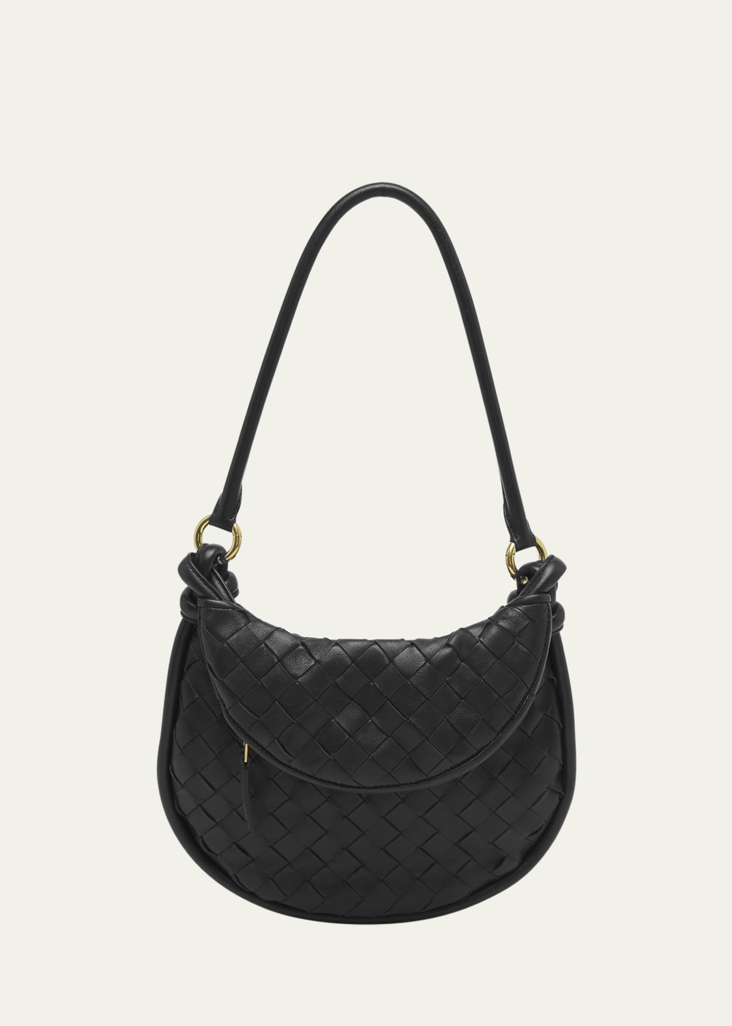 Bottega Veneta Small Gemelli Leather Shoulder Bag Black