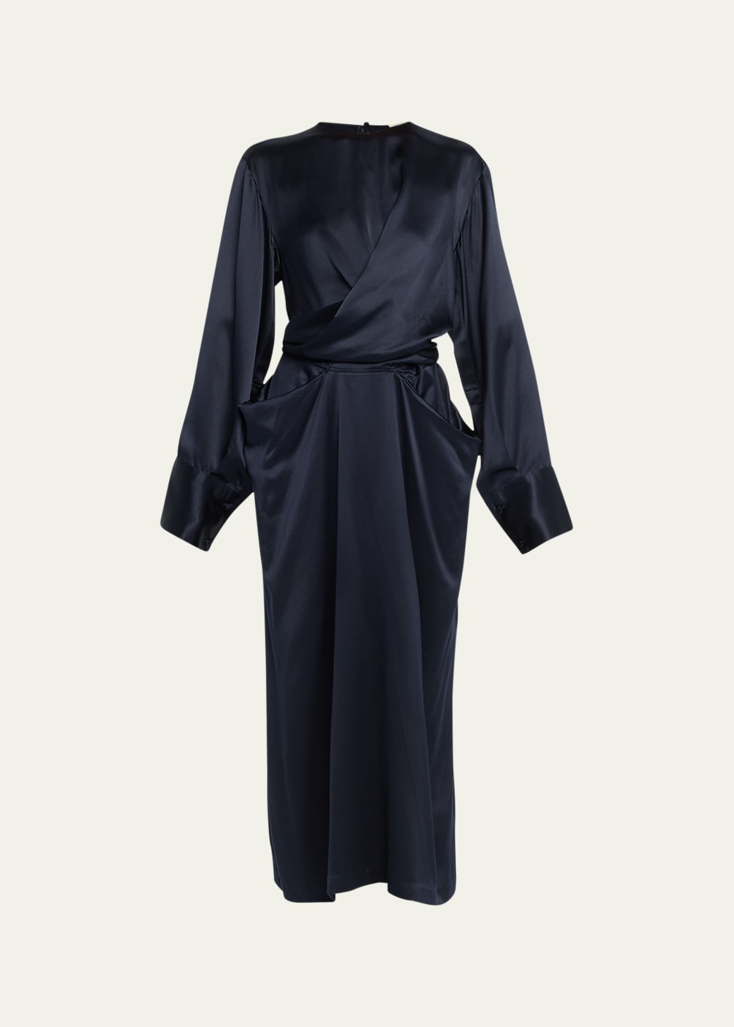 Heirlome Elsa Draped Silk Wrap Midi Dress - Bergdorf Goodman