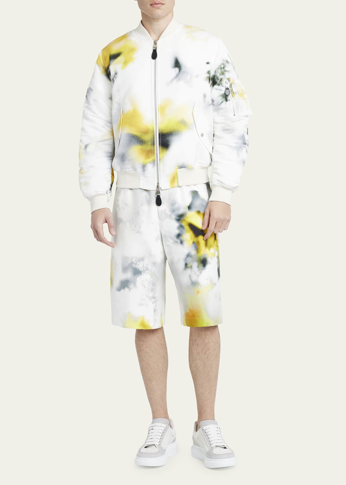 Alexander McQueen Men s Obscure Flower Print Bomber Jacket