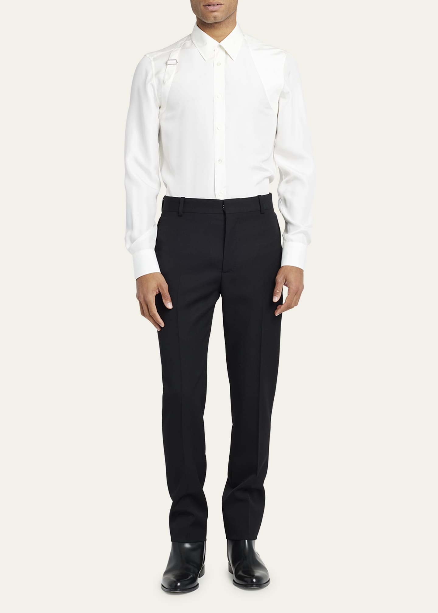 Alexander McQueen Men s Silk Satin Harness Dress Shirt Bergdorf Goodman