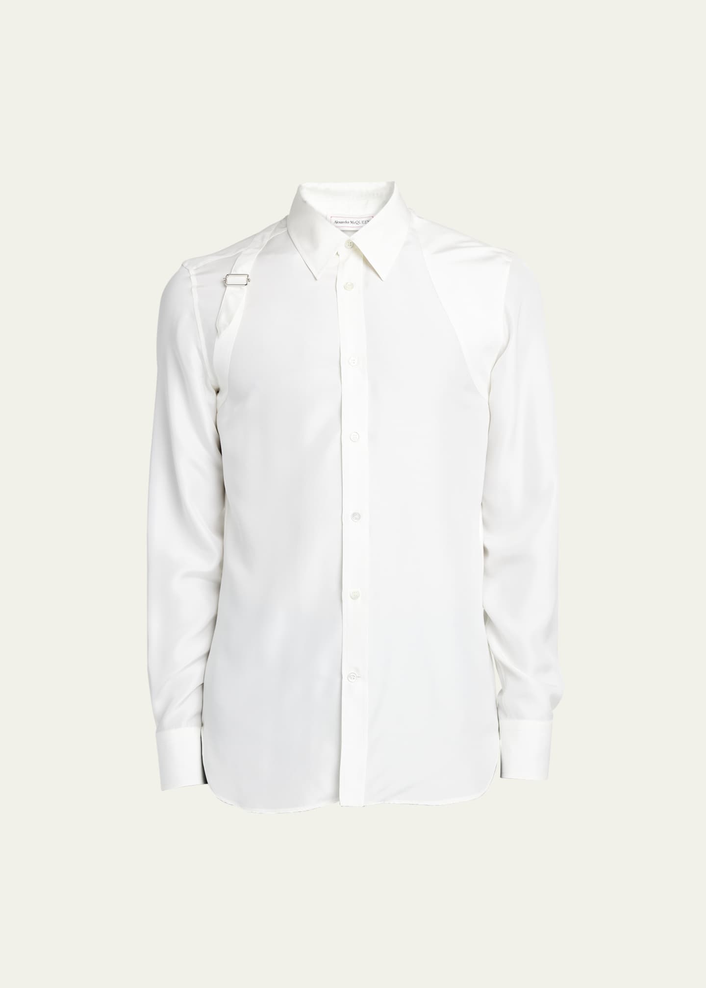 Alexander McQueen Men s Silk Satin Harness Dress Shirt Bergdorf Goodman