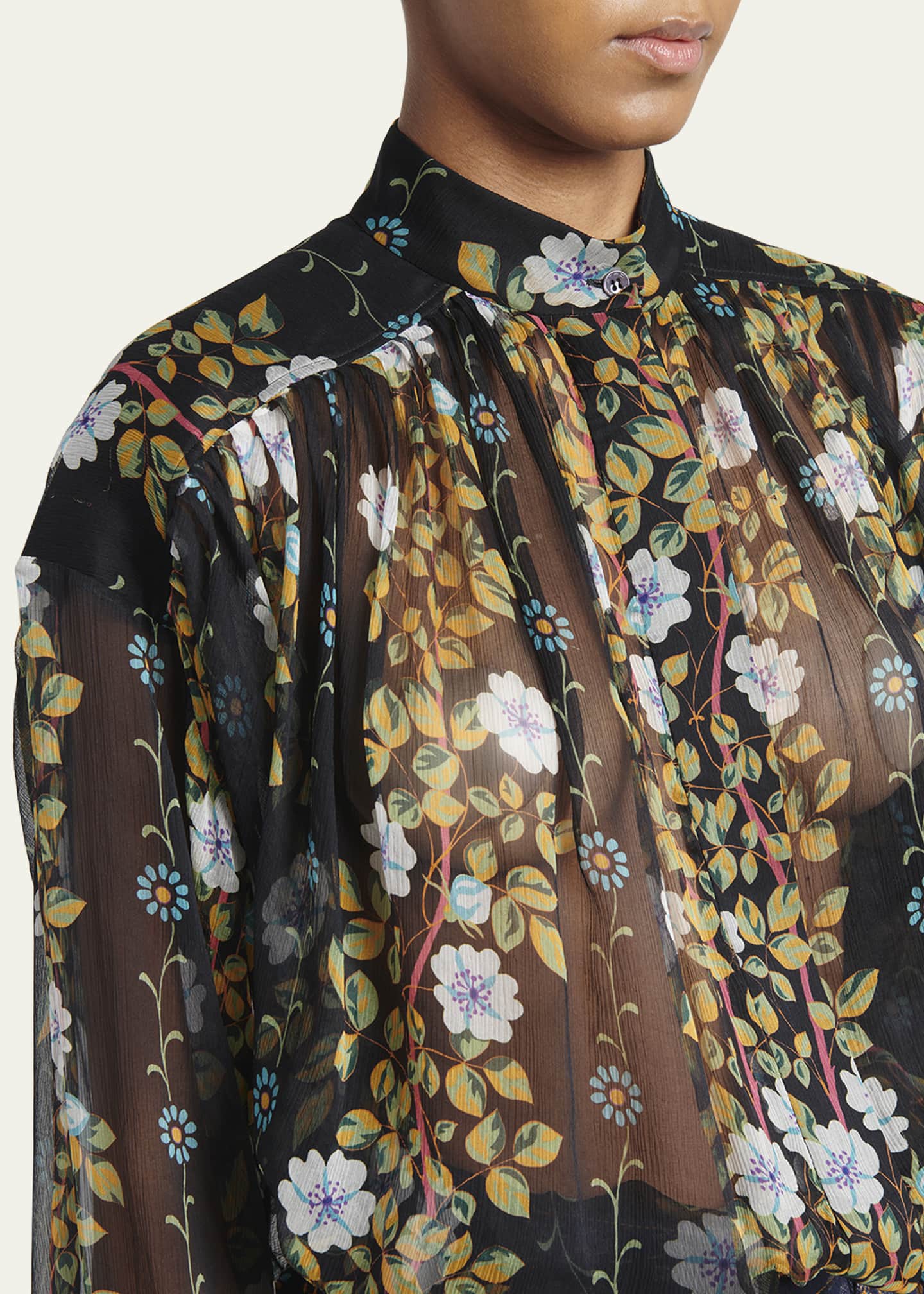 ETRO floral-print silk shirt - Blue