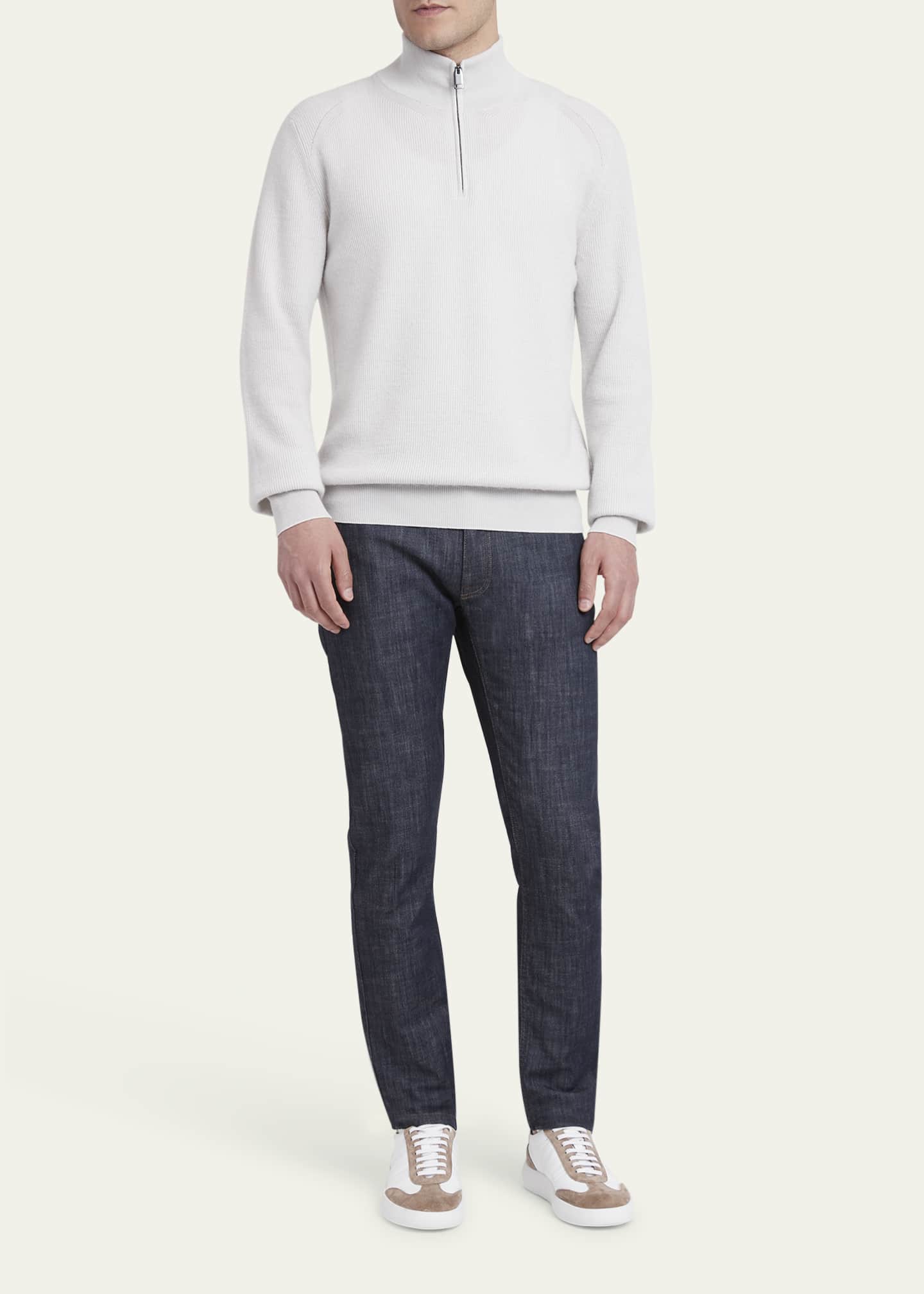 Brioni Men's Cashmere-Wool Quarter-Zip Sweater Image 2 of 5