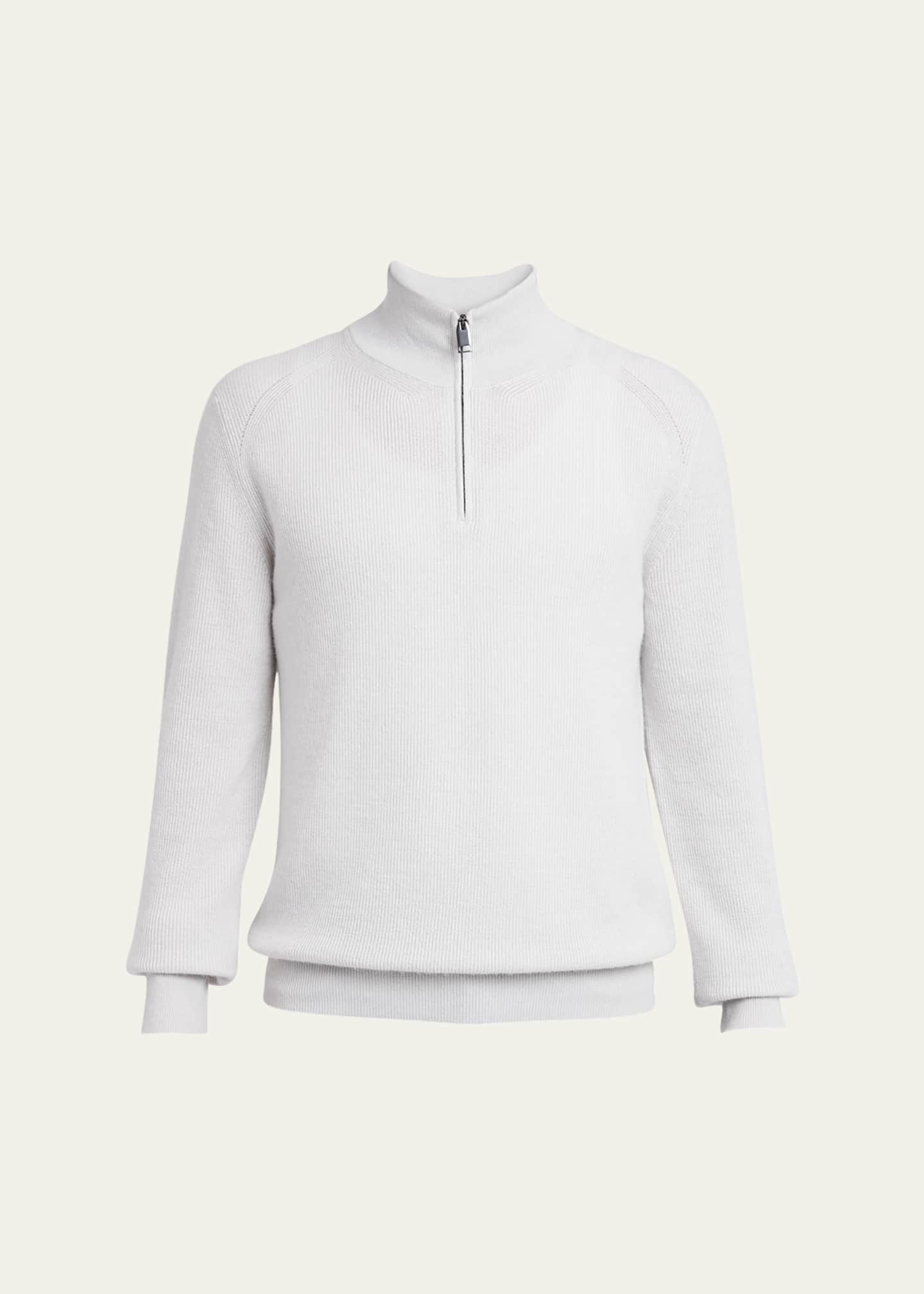 Brioni Men's Cashmere-Wool Quarter-Zip Sweater Image 1 of 5