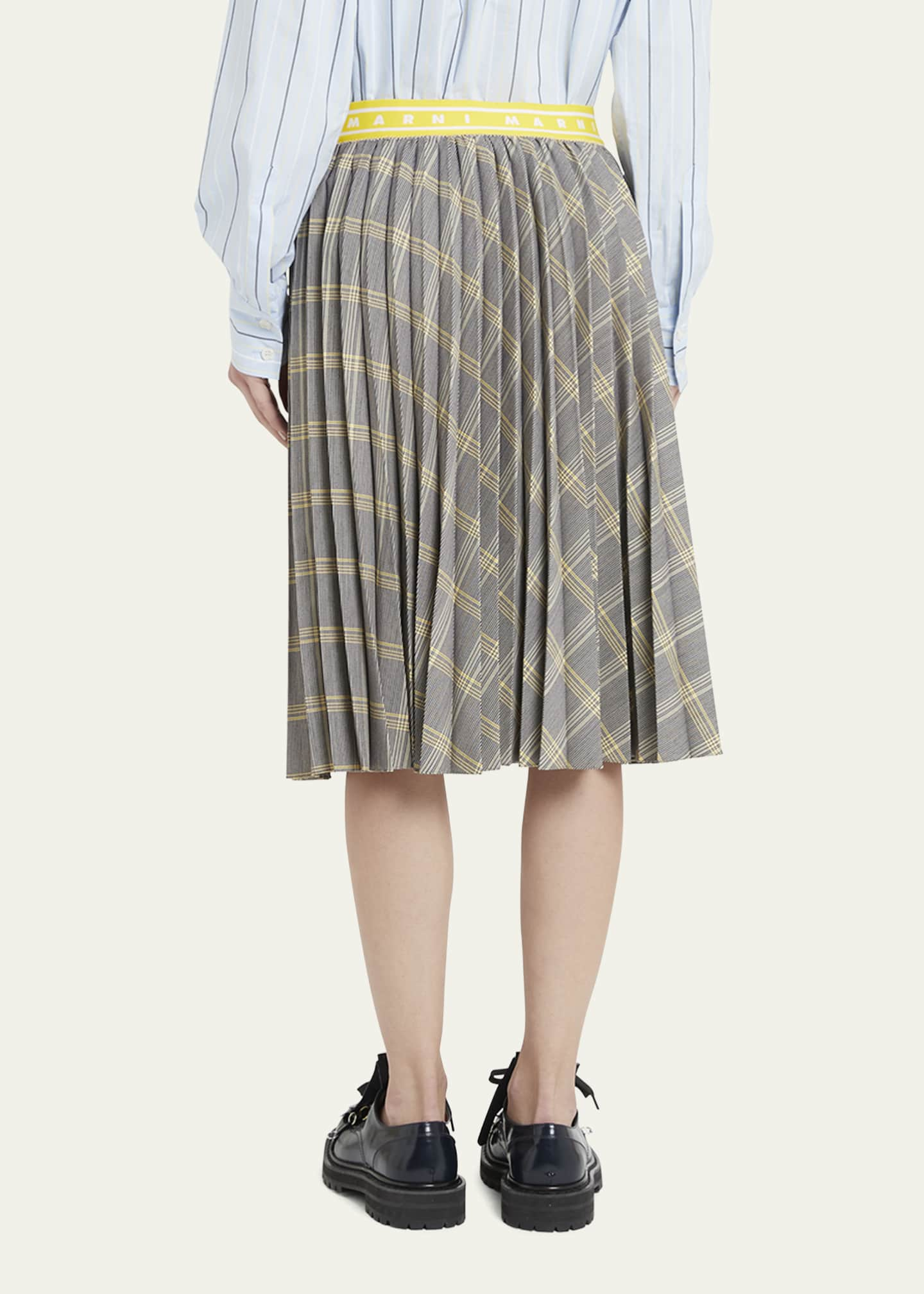 Pleated Midi Skirt with Elastic Waistband