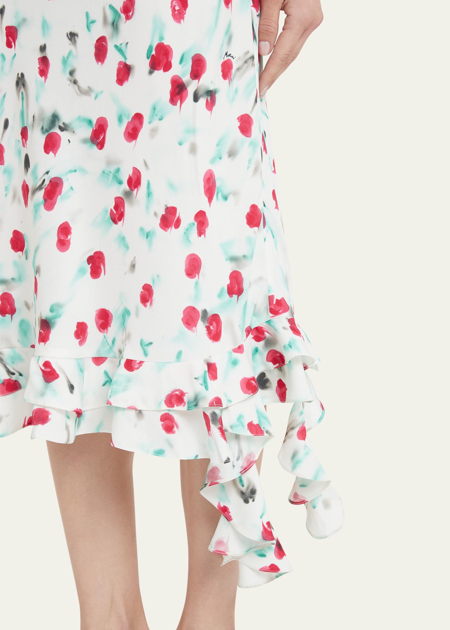 Marni Watercolor Floral Ruffle Tiered Midi Dress - Bergdorf Goodman