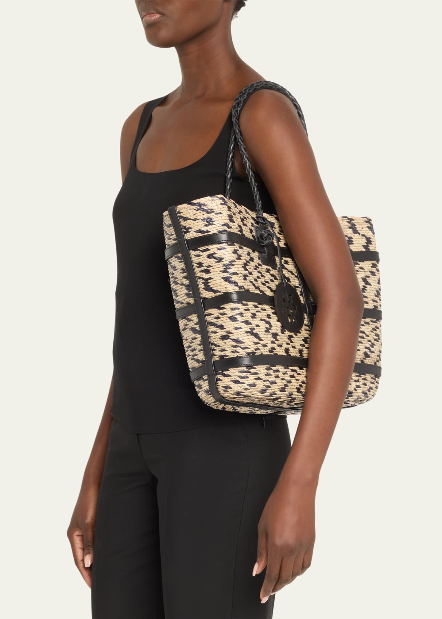 Altuzarra Watermill Caged Straw Tote Bag Image 2 of 5