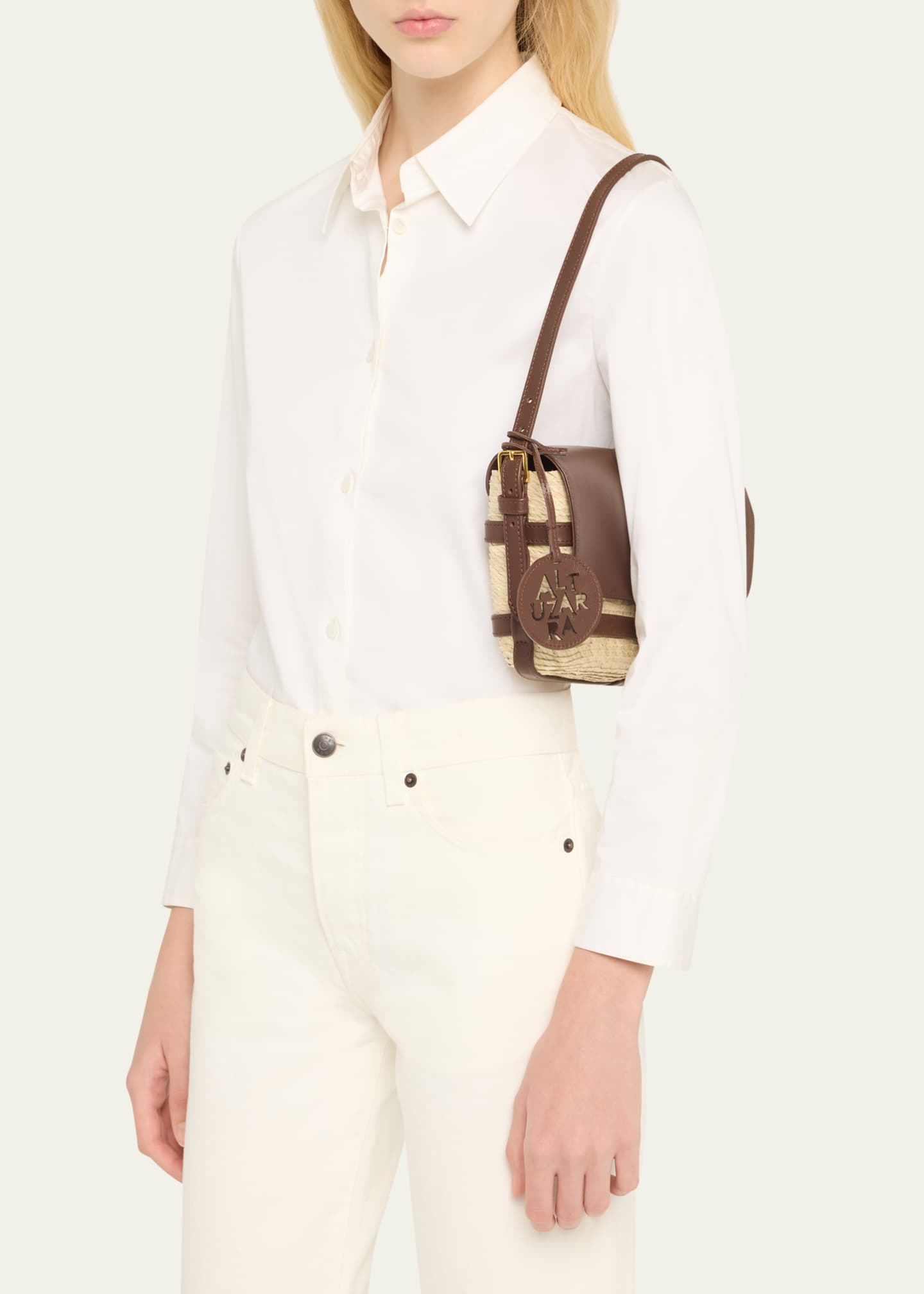Altuzarra Watermill Caged Straw Shoulder Bag Image 2 of 5