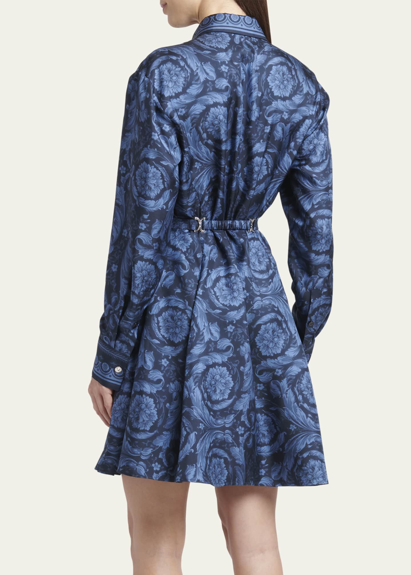 Versace Barocco Print Belted Mini Dress Bergdorf Goodman
