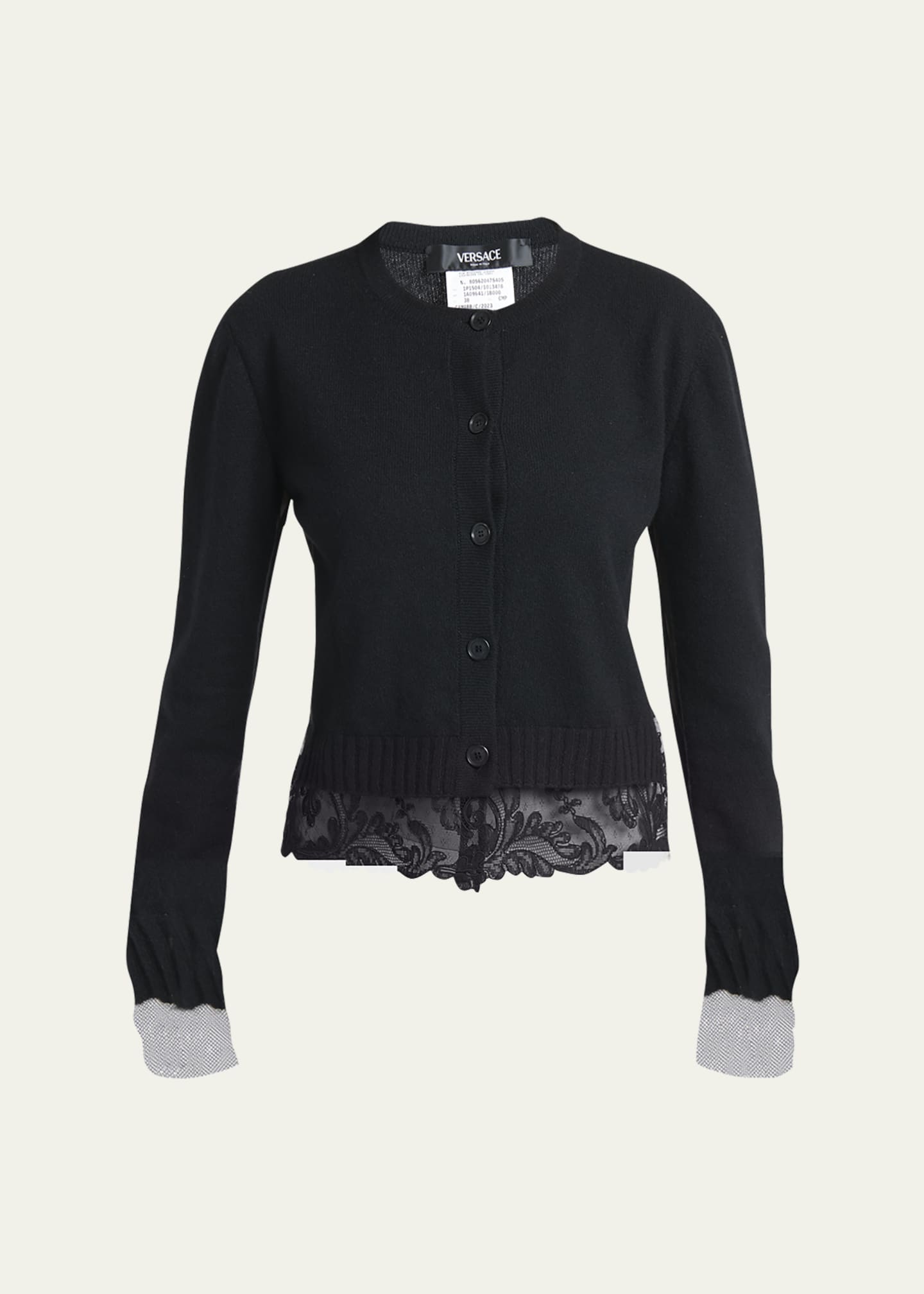 Versace Lace Insert Cashmere Sweater Cardigan Bergdorf Goodman