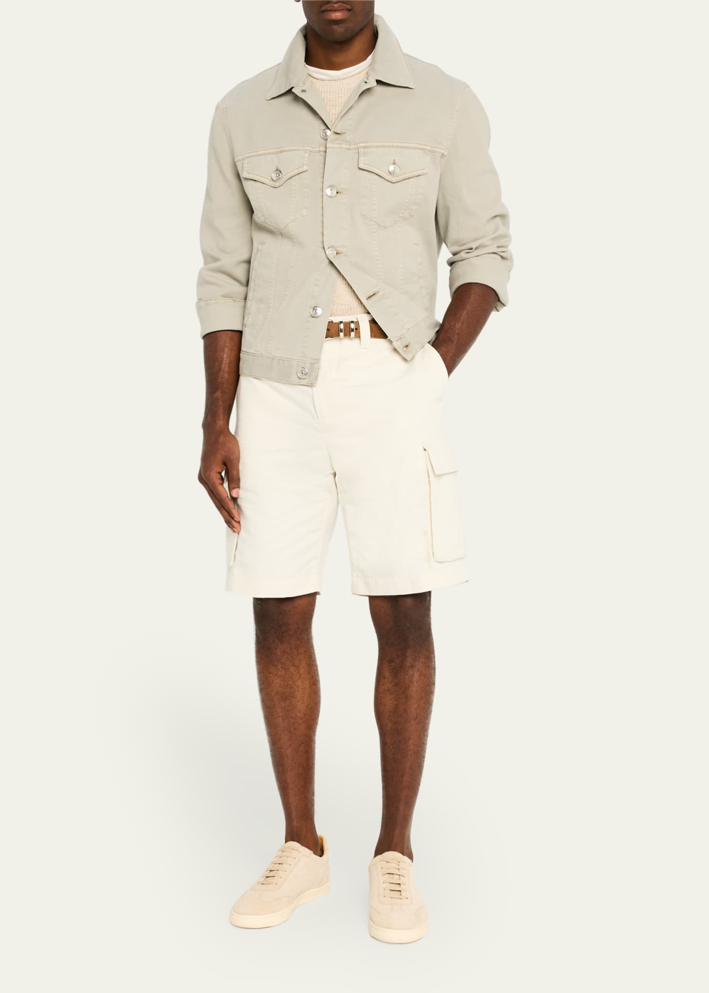 Brunello Cucinelli Men's Suede T-Toe Low-Top Sneakers Image 3 of 6