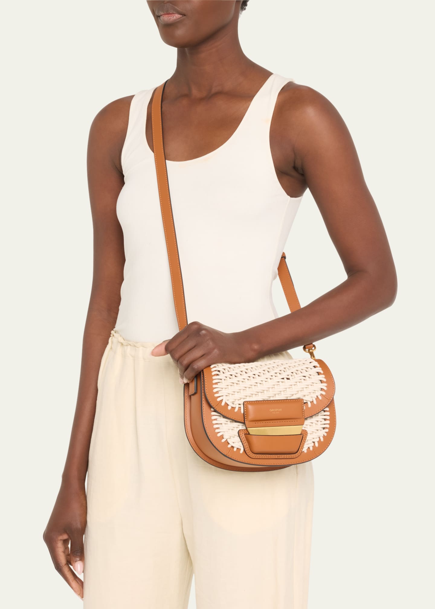 Oroton Dahlia Woven Saddle Crossbody Bag