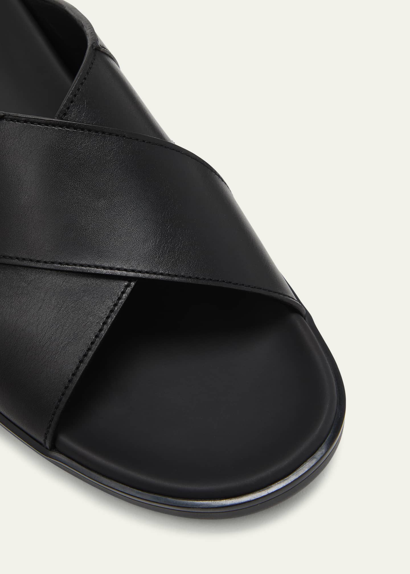 Prada Men's Leather Crisscross Slide Sandals - Bergdorf Goodman