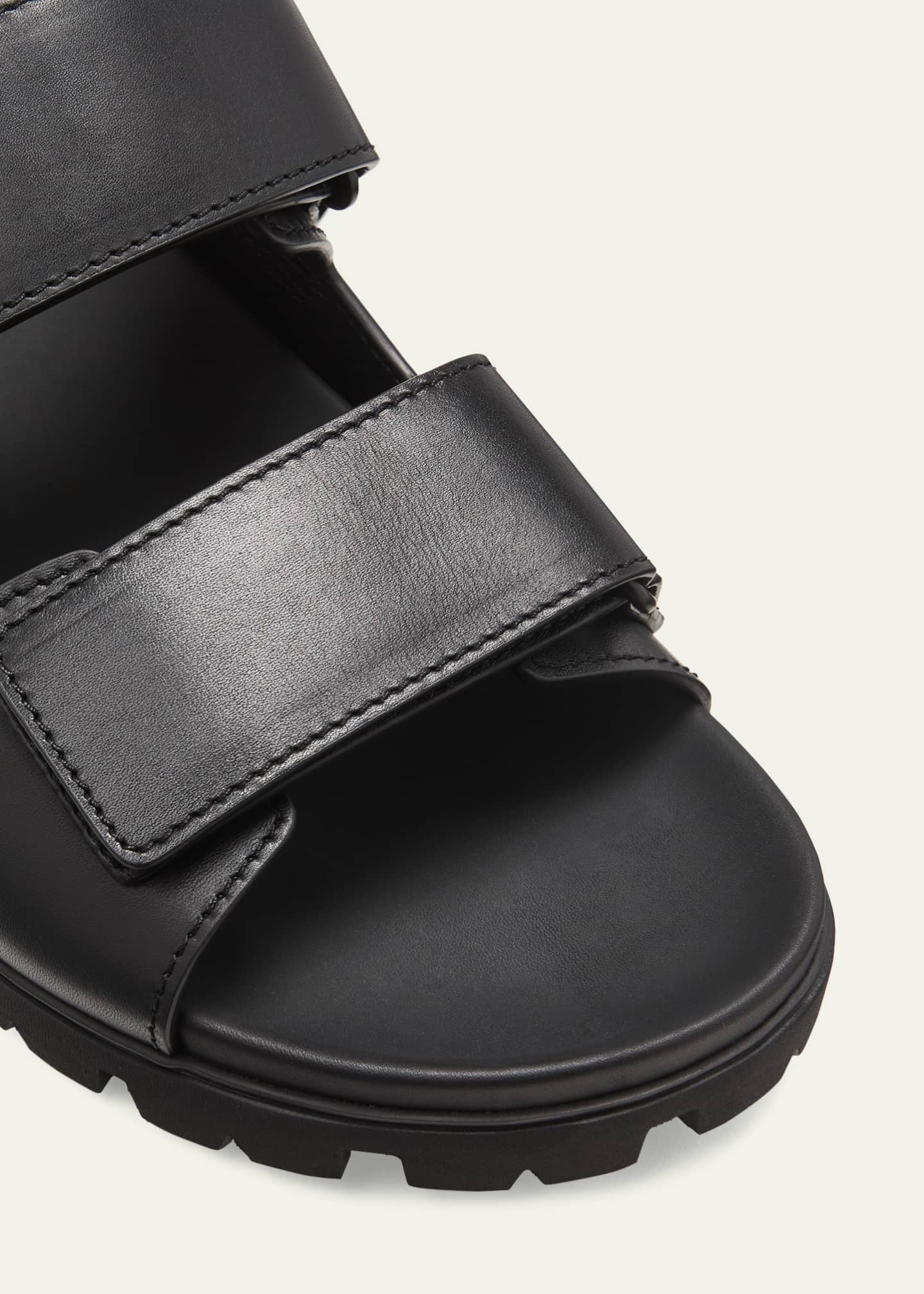 Prada Men's Fussbett Leather Dual-Grip Slide Sandals Image 5 of 6