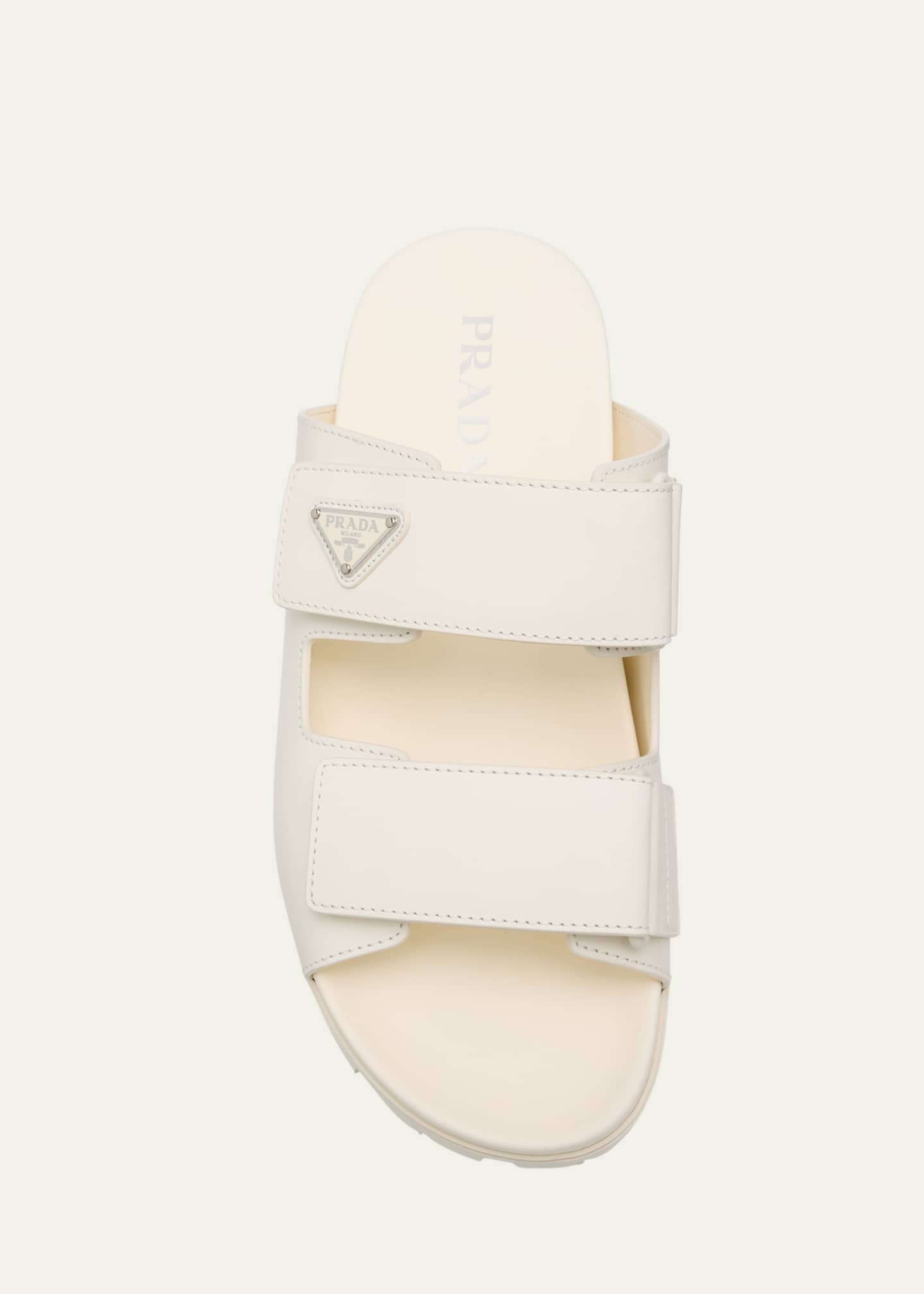 Prada Men's Fussbett Leather Dual-Grip Slide Sandals