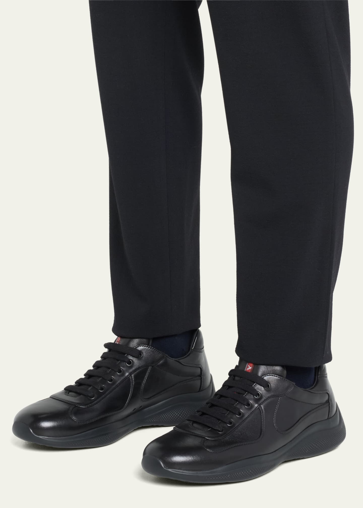 Prada Men's Americas Cup Napa Leather Low-Top Sneakers