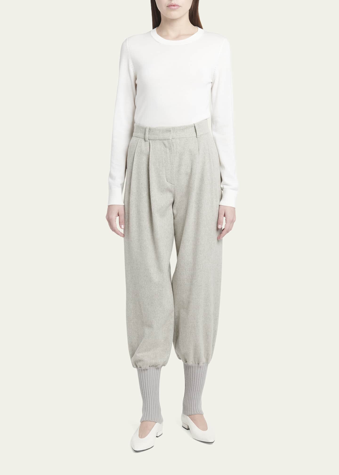 High-waisted wide-leg linen pants in white - Loro Piana