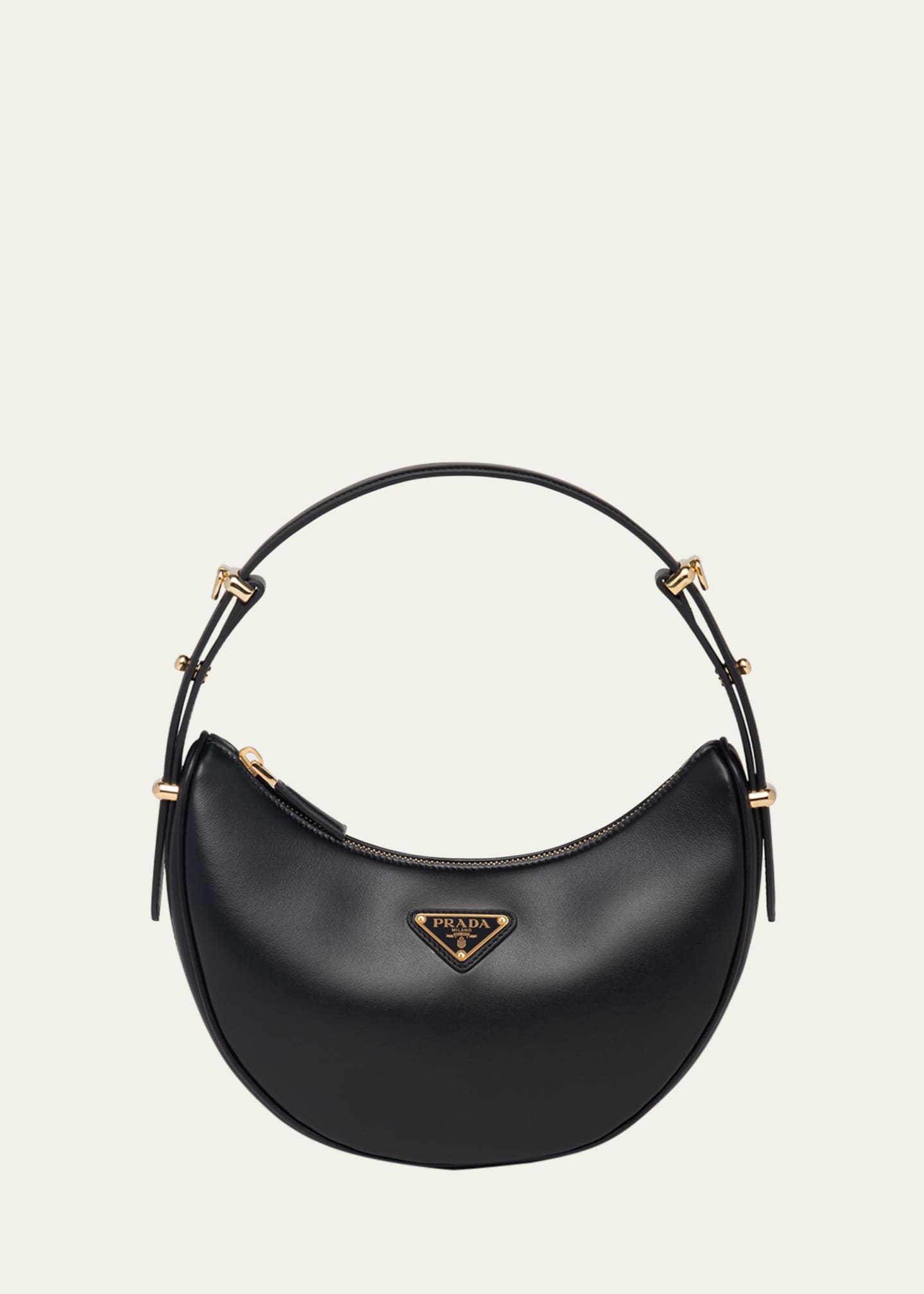 Prada Zip Calf Leather Shoulder Bag Bergdorf Goodman