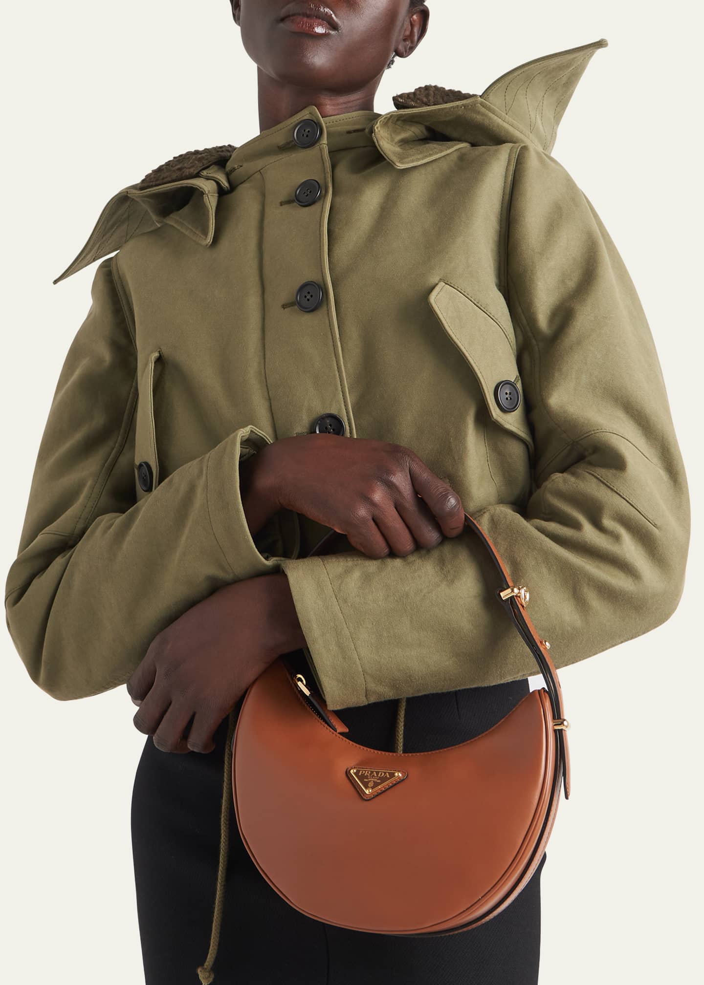 Prada Zip Calf Leather Shoulder Bag - Bergdorf Goodman
