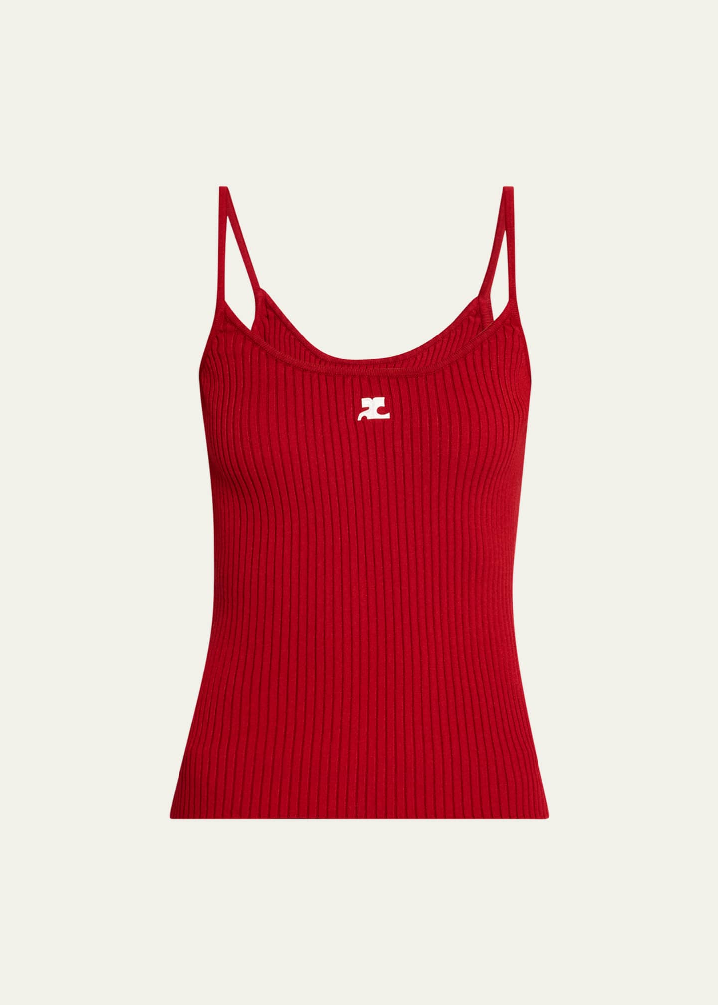 Courreges Logo Ribbed Knit Tank Top