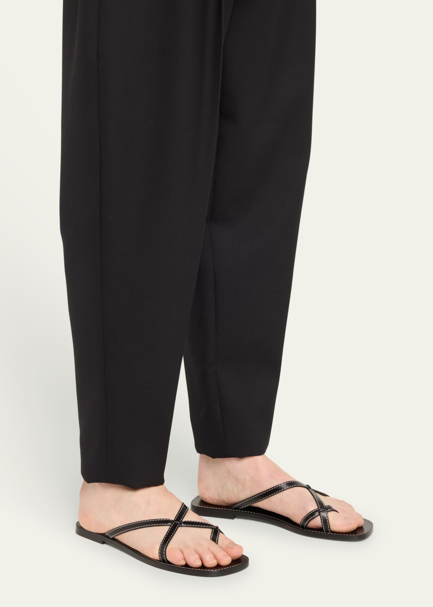 THE ROW Link Leather Toe Loop Slide Sandals Bergdorf Goodman