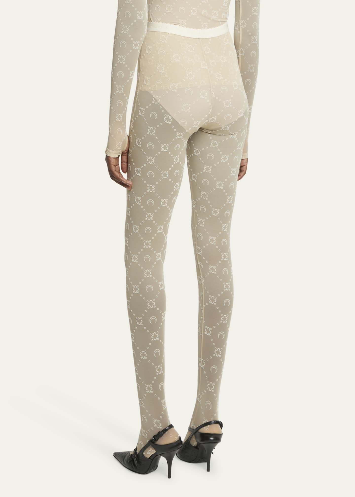 Marine Serre Regenerated Mesh Flock Glitter Footed Leggings