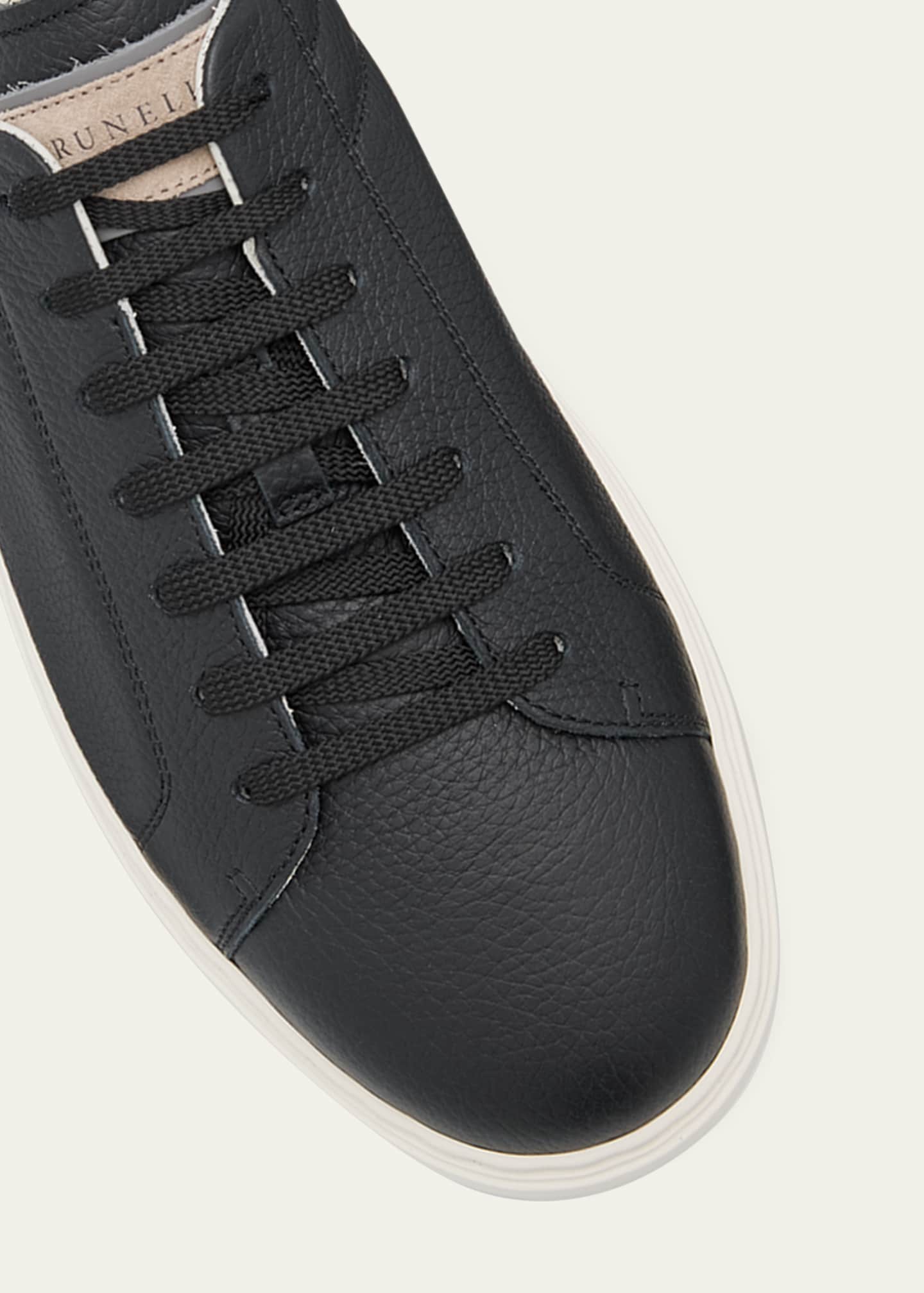 Brunello Cucinelli Men's Grained Calfskin Low-Top Sneakers Image 5 of 5